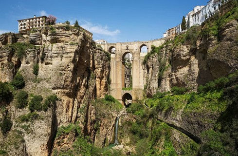 Puente Nuevo with Tajo gorge and river Rio Guadalevin