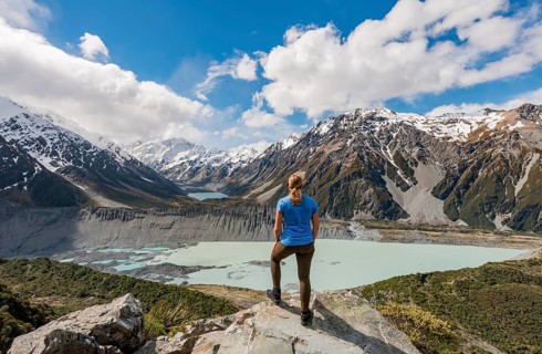 Hiker standing on rocks