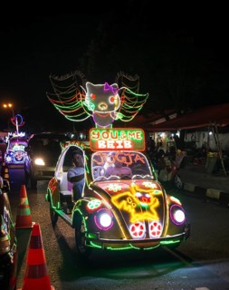 Colorful with LEDs illuminated cars
