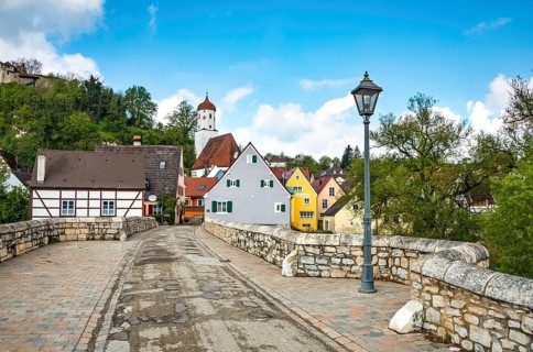 Bridge with Old Town and church tower