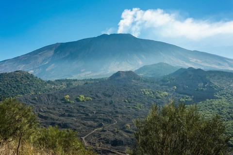 View from Monte Ruvolo of Mount Etna western flank