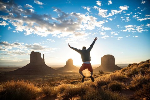 Young man jumping