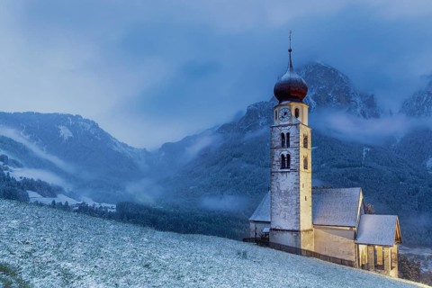 Church of Saint Valentine with snow