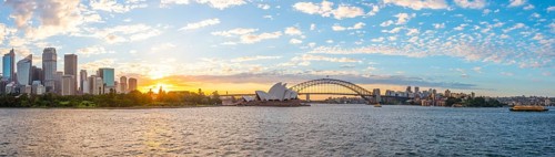 Circular Quay and The Rocks at dusk