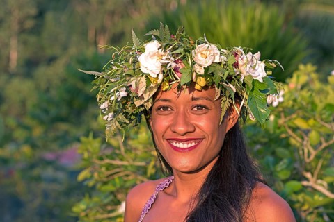 Young woman with flower wreath