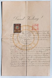 Contract of employment of Sparkassa Elbogen in Sutterlin script from 1902