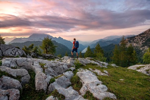 Hiker at the summit of Feldkogel