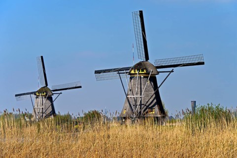 Two Dutch windmills