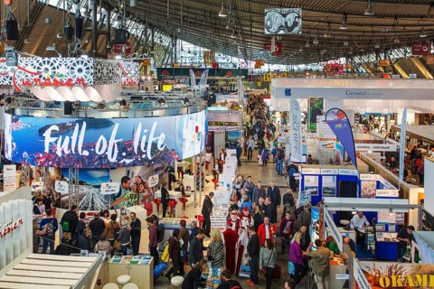 Exhibition hall with visitors