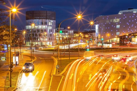Evening city centre traffic in Essen