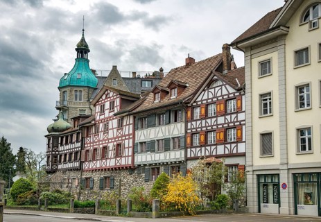 Half-timbered houses in the street