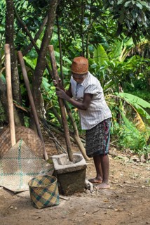 Woman pounding rice