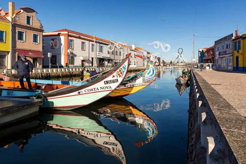 Moliceiro boat in a channel