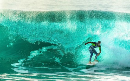 Surfer with large wave