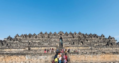 Visitors at Borobudur Temple