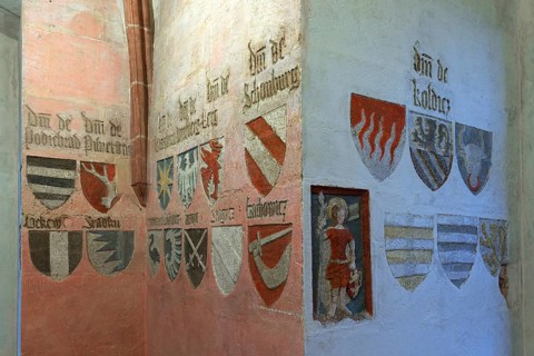 Coat of arms in the gothic coat of arms hall in the Wenceslas castle