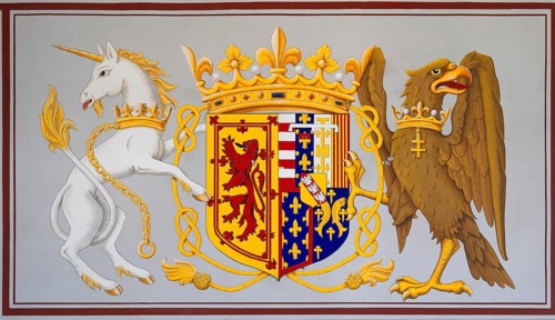 King's coat of arms of House of Stuart with unicorn and eagle