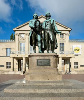 Goethe-Schiller-monument in front of the German national theater