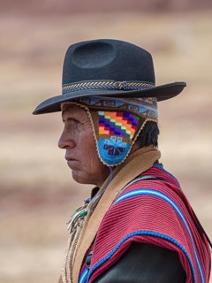 Indigenous man in typical national clothing with typical hat