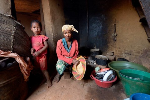 Woman and boy in kitchen