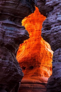 Altschlossfelsen glowing orange-red through the inciding sun