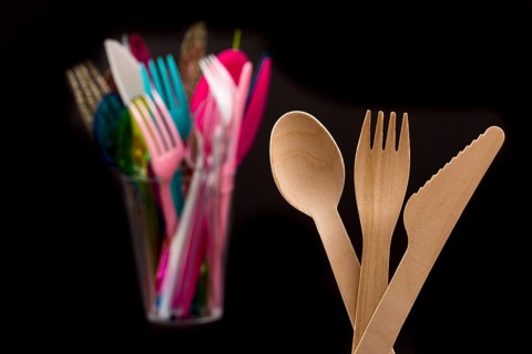 Disposable wooden cutlery