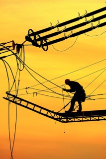 High-voltage engineer at work