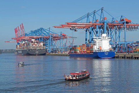 Cargo ships in port