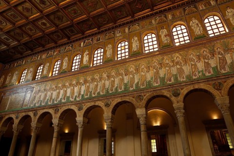 Wall mosaic train of the martyrs