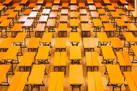 Beer tables in marquee