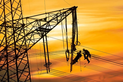 High-voltage engineers at work