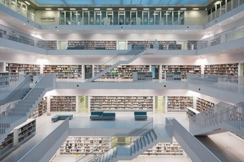 Gallery with stairs of city library