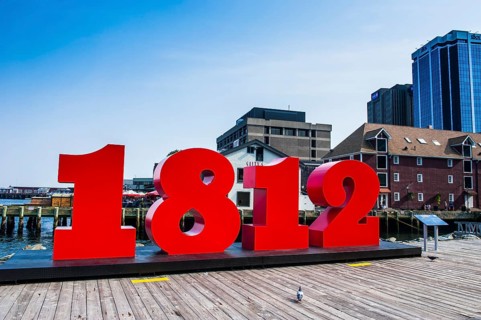 Sign for 1812 when war was declared on the Halifax Waterfront