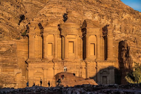 Visitors in front of the rock temple Monastery Ad Deir