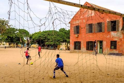 Children playing football