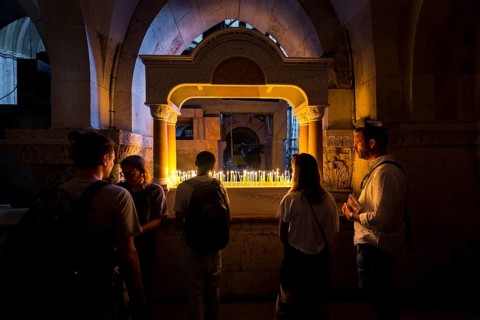Shrine with sacrificial candles
