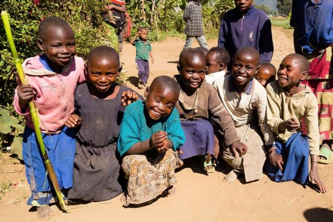 Children of a community of ex-poachers near the Volcanoes National Park