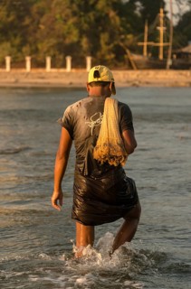 Local fishermen with empty fishing net