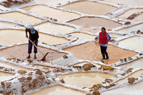 Workers in the salt mines of Maras