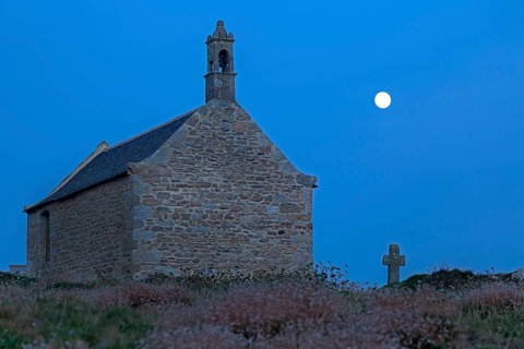 Chapel St. Samson near Landunvez at full moon