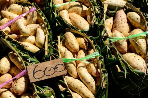 Potatoes on the market in Port Vila