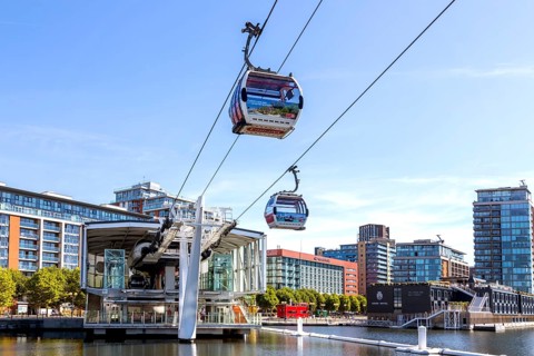 Emirates Air Line cable car across the Thames