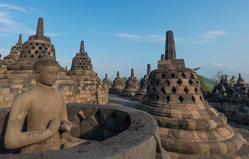Uncovered Buddha statue at Borobudur Temple