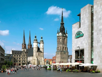 Old town with market church Unser Lieben Frauen