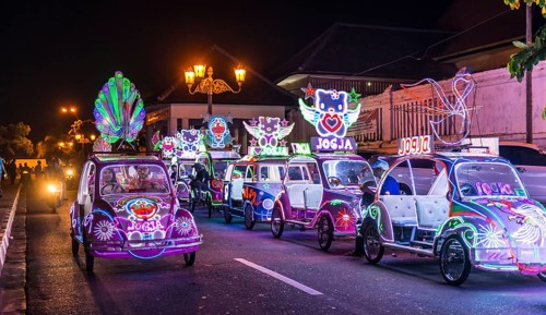 Cars illuminated with colourful LEDs