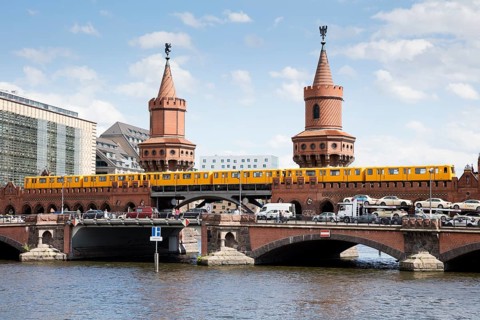 Underground train across Oberbaum Bridge