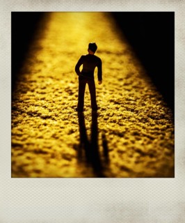 Polaroid effect of figurine and light