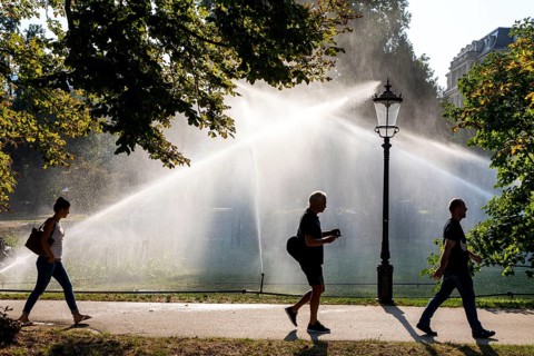 Irrigation of the green areas in the spa garden
