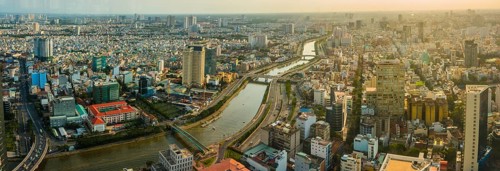 View of Ho Chi Minh City and Saigon River from the Bitexco Financial Tower