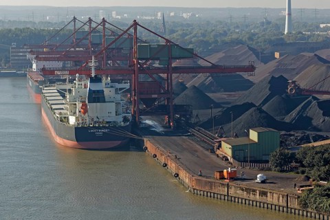 View from the Kohlbrand Bridge to the coal port